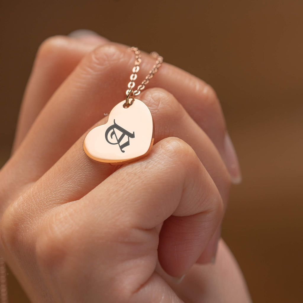Heart Vintage Initial Necklace
