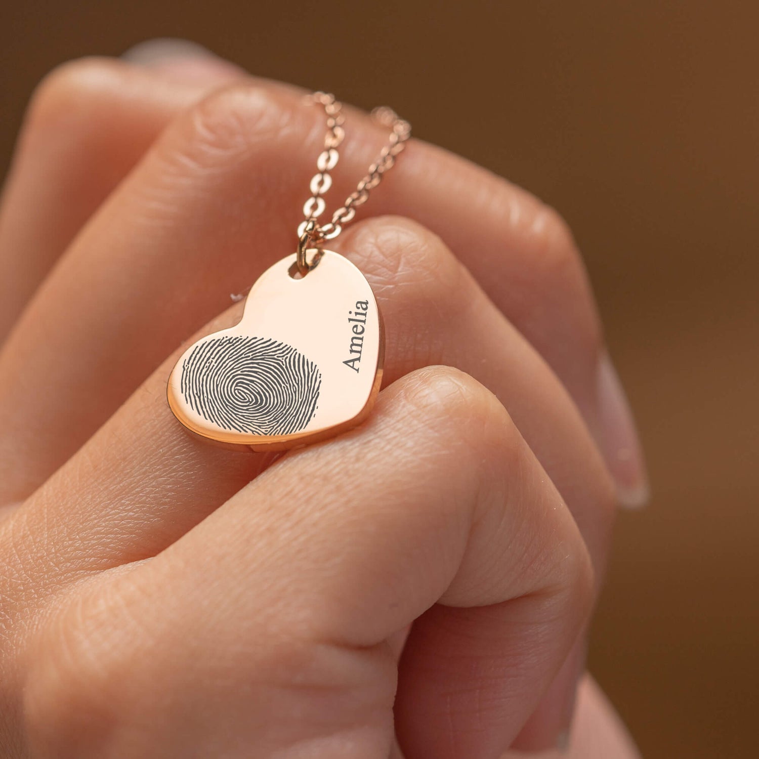 Heart Fingerprint Name Necklace