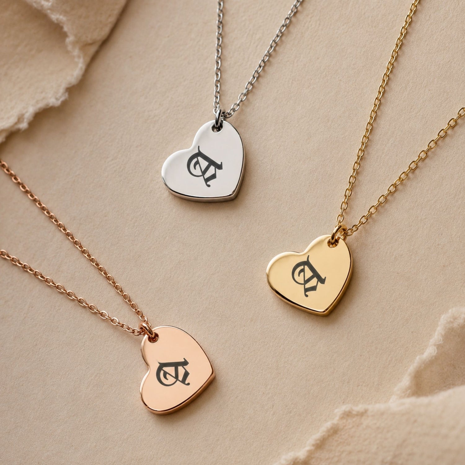 Heart Vintage Initial Necklace