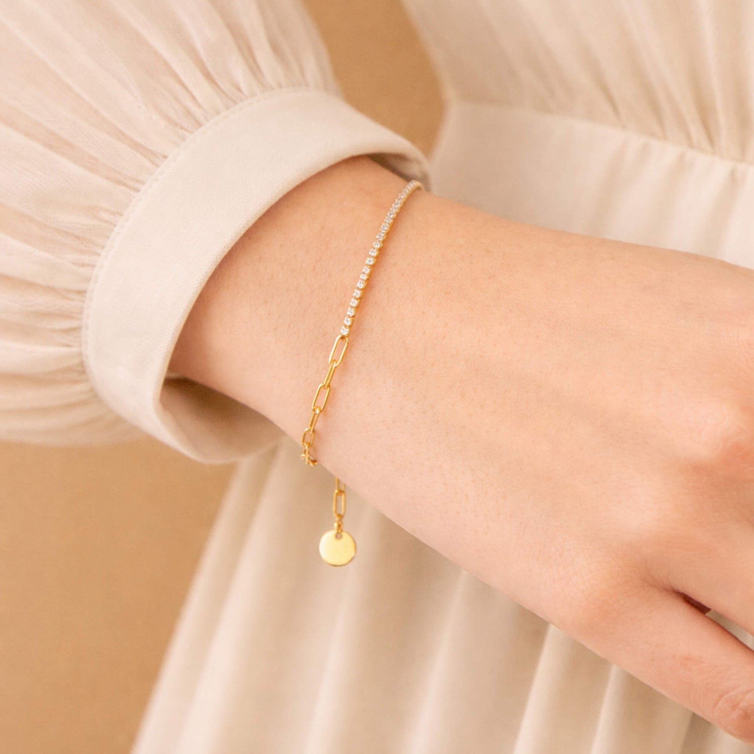 Paper Clip Chain Diamond Duo Link Bracelet