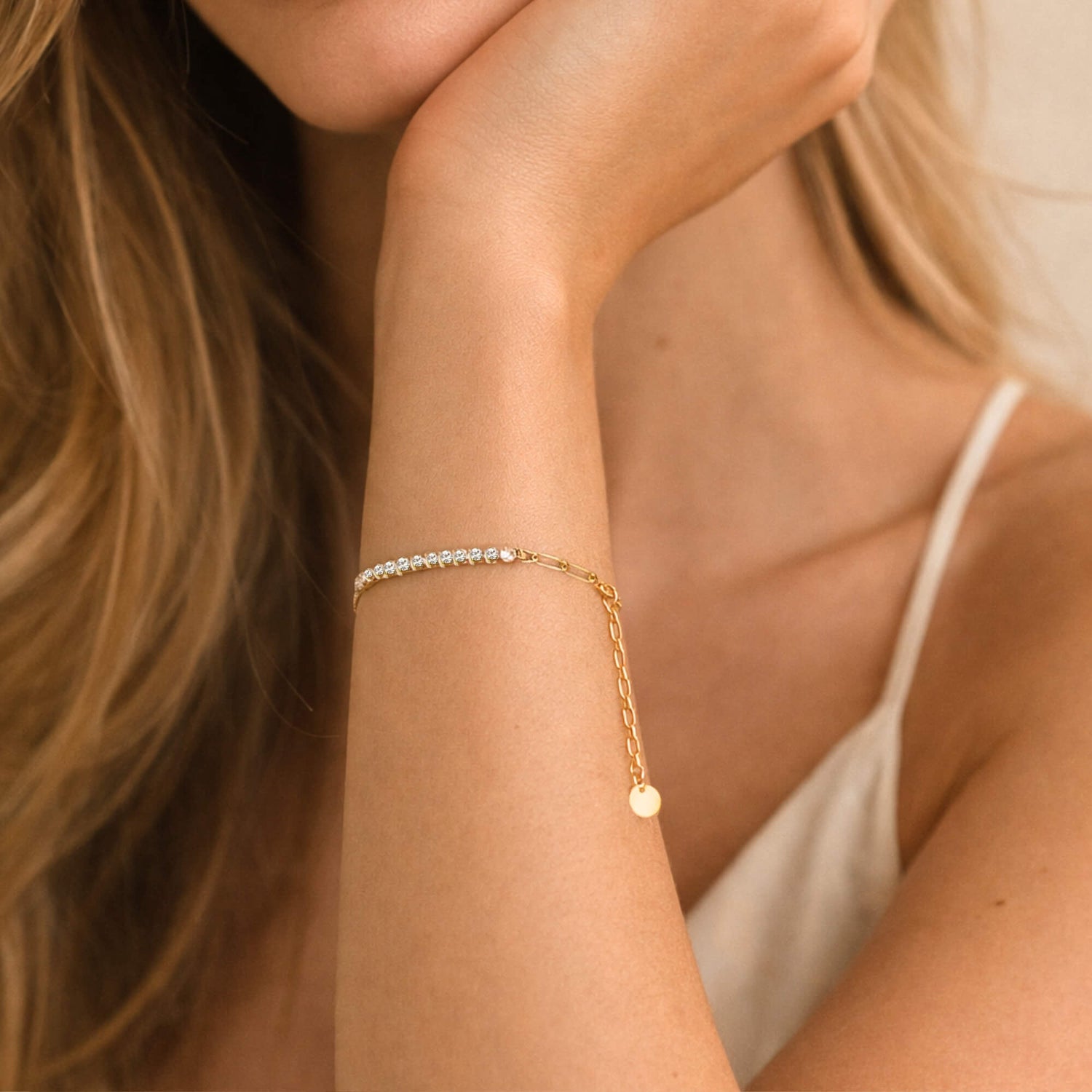Paper Clip Chain Diamond Duo Link Bracelet
