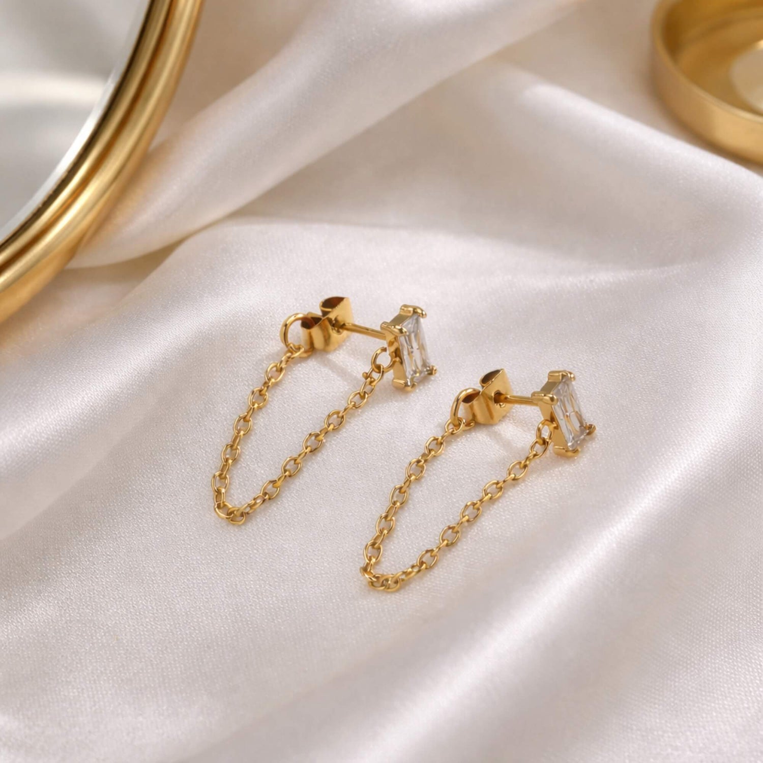 Draped Chain Stud Earrings