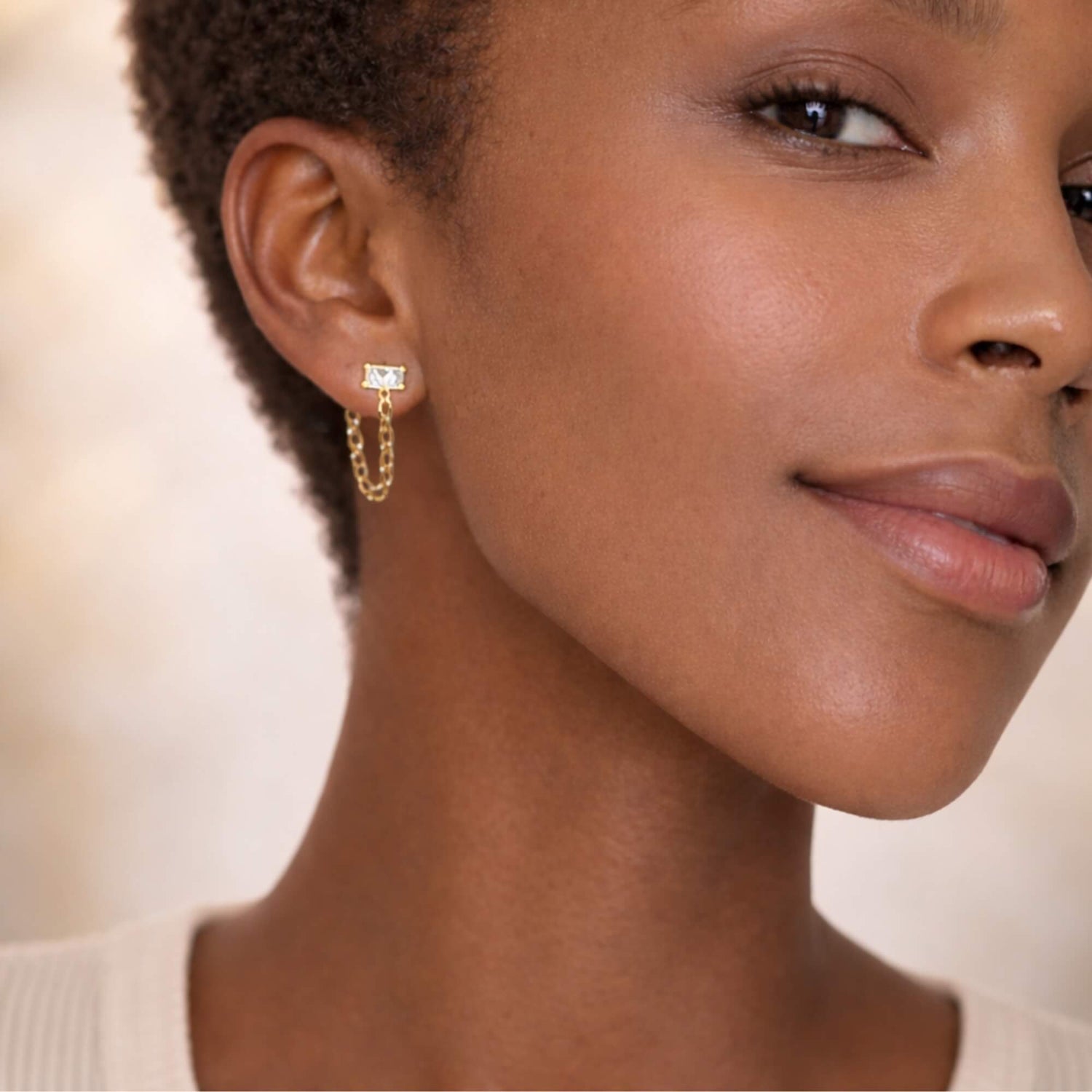 Draped Chain Stud Earrings