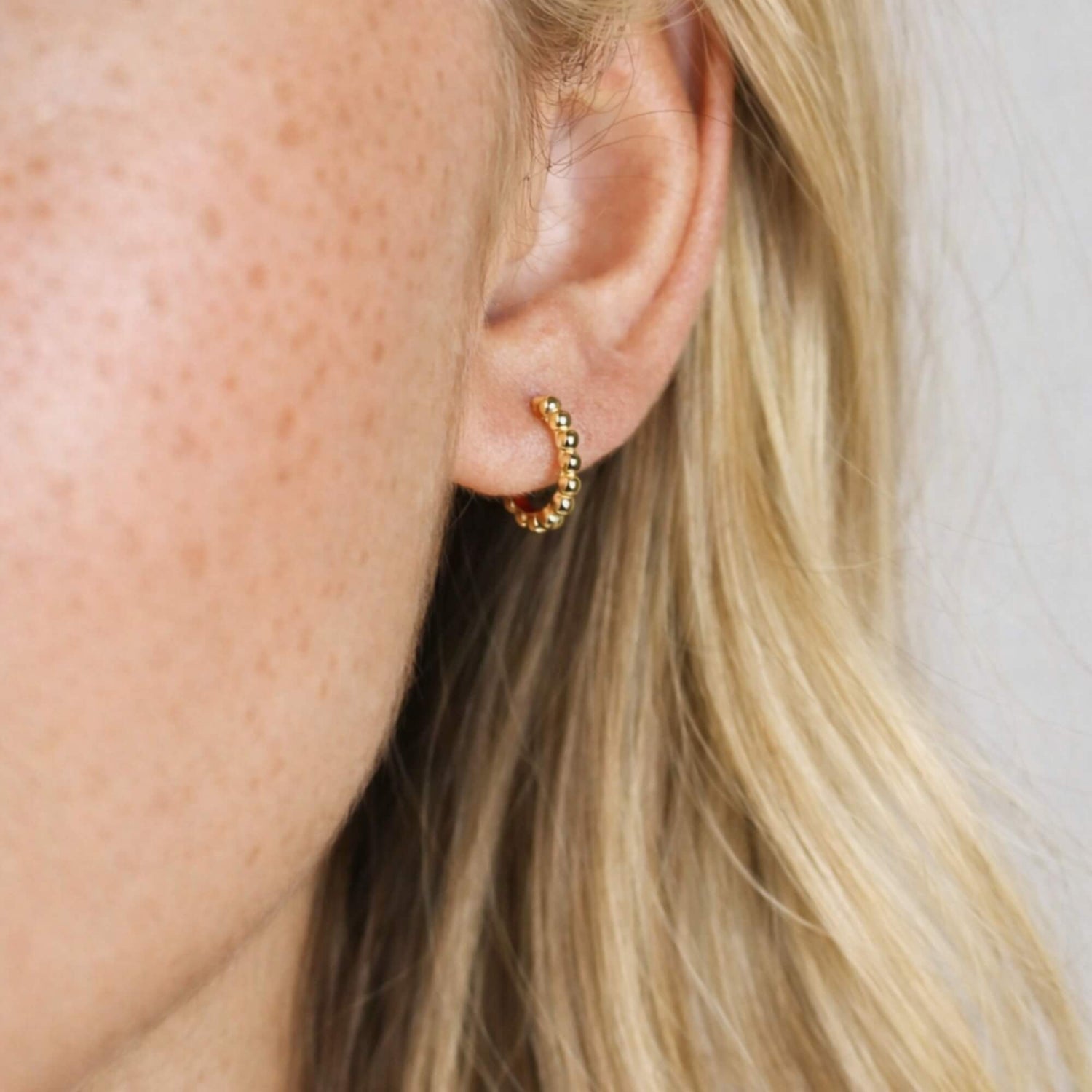 Gold Beaded Hoops