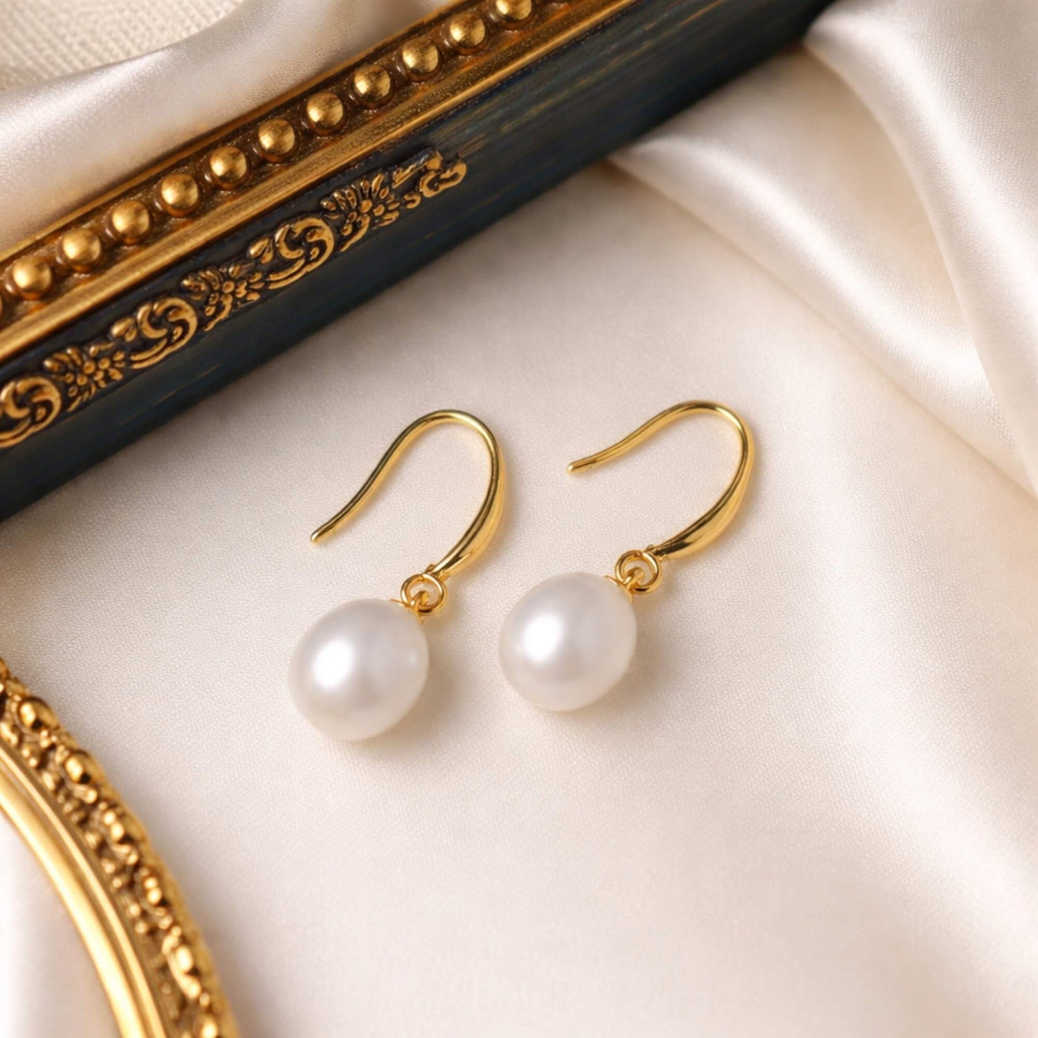 Moon Pearl Drop Earrings