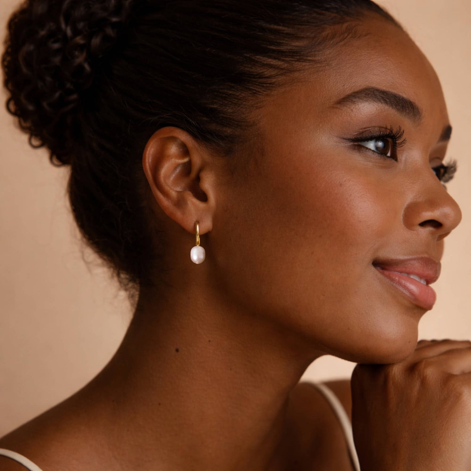 Moon Pearl Drop Earrings