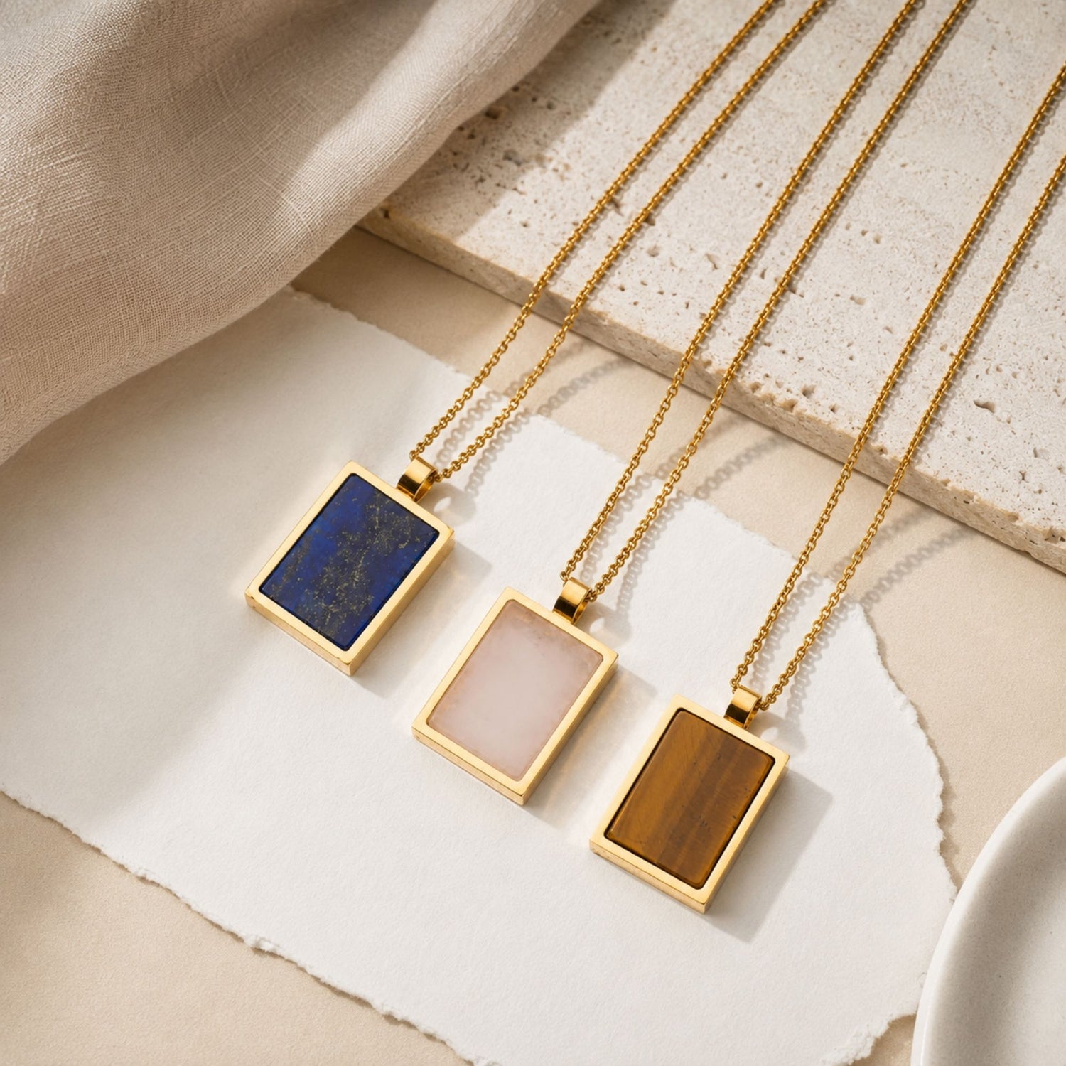 Rectangle Natural Stone Necklace