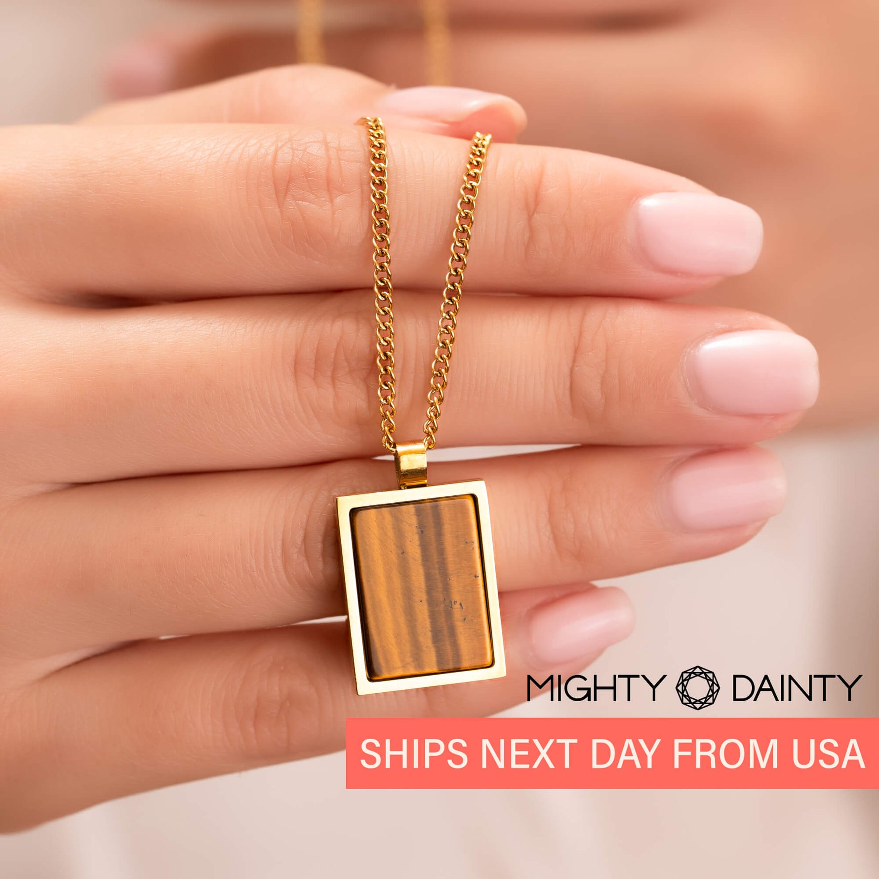 Rectangle Natural Stone Necklace