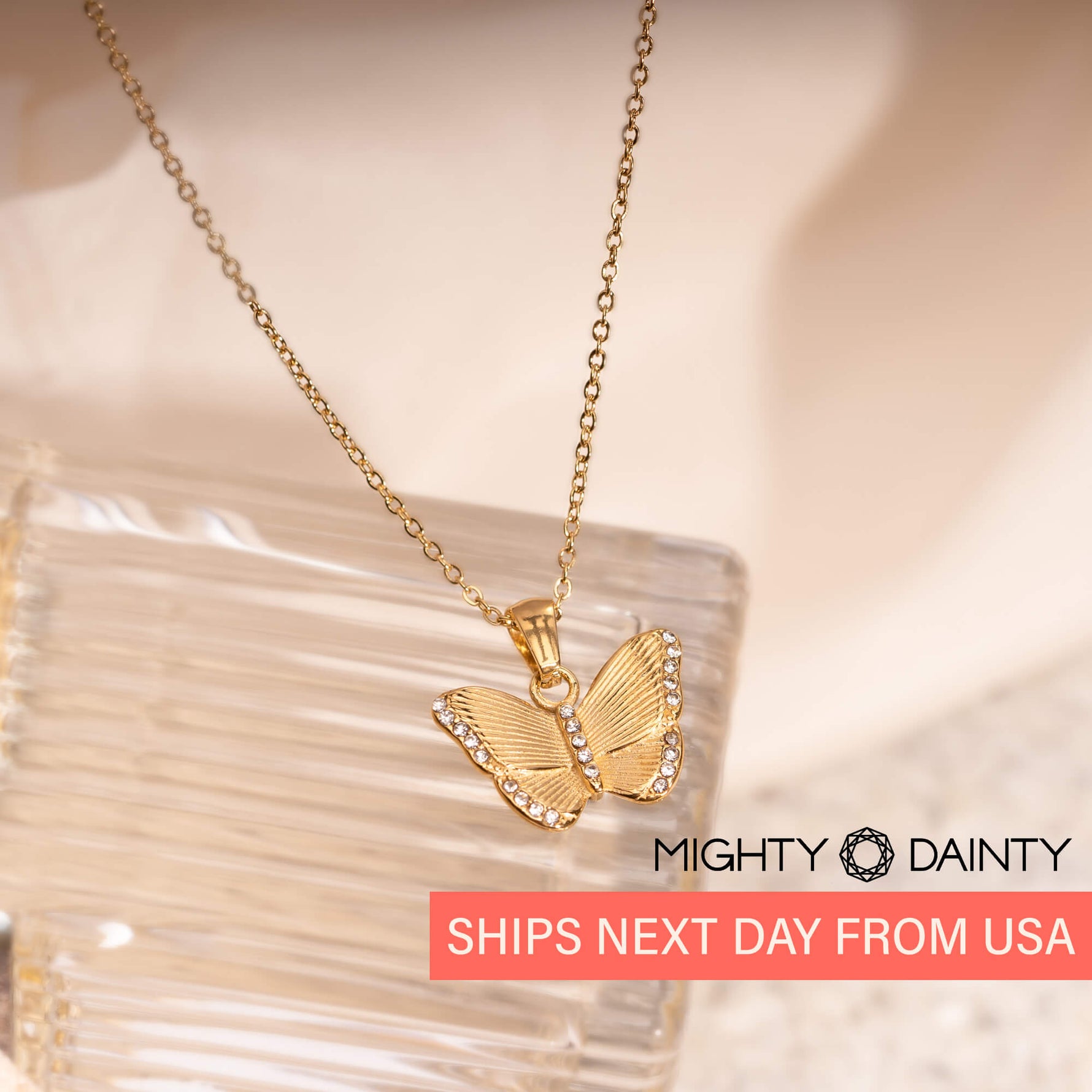 Gold Butterfly Charm Necklace
