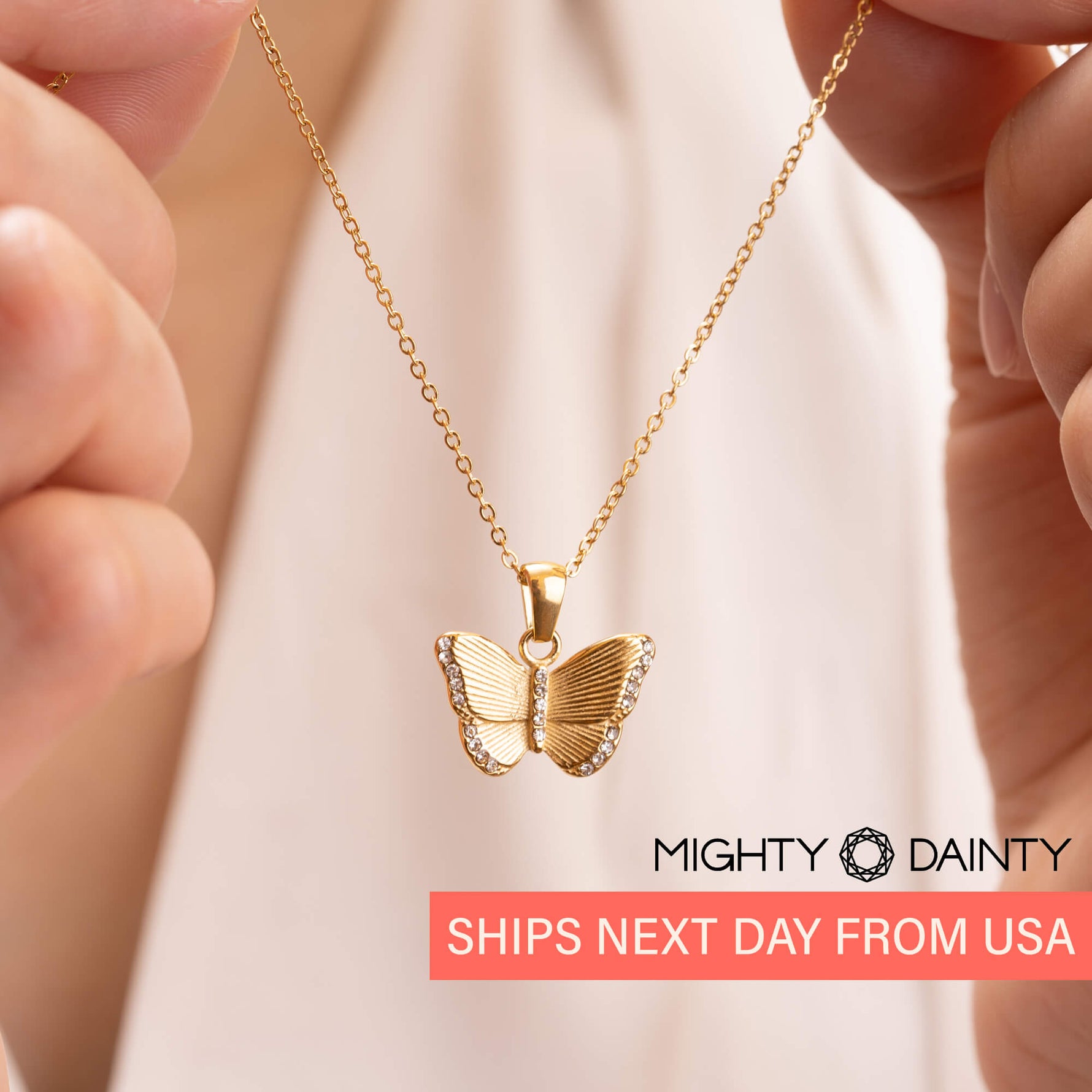 Gold Butterfly Charm Necklace