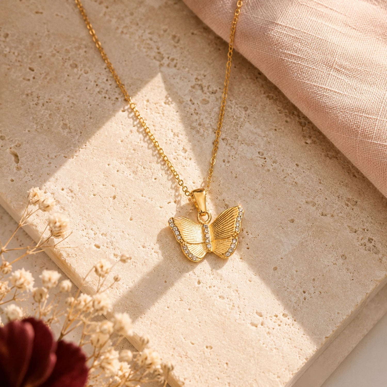 Gold Butterfly Charm Necklace