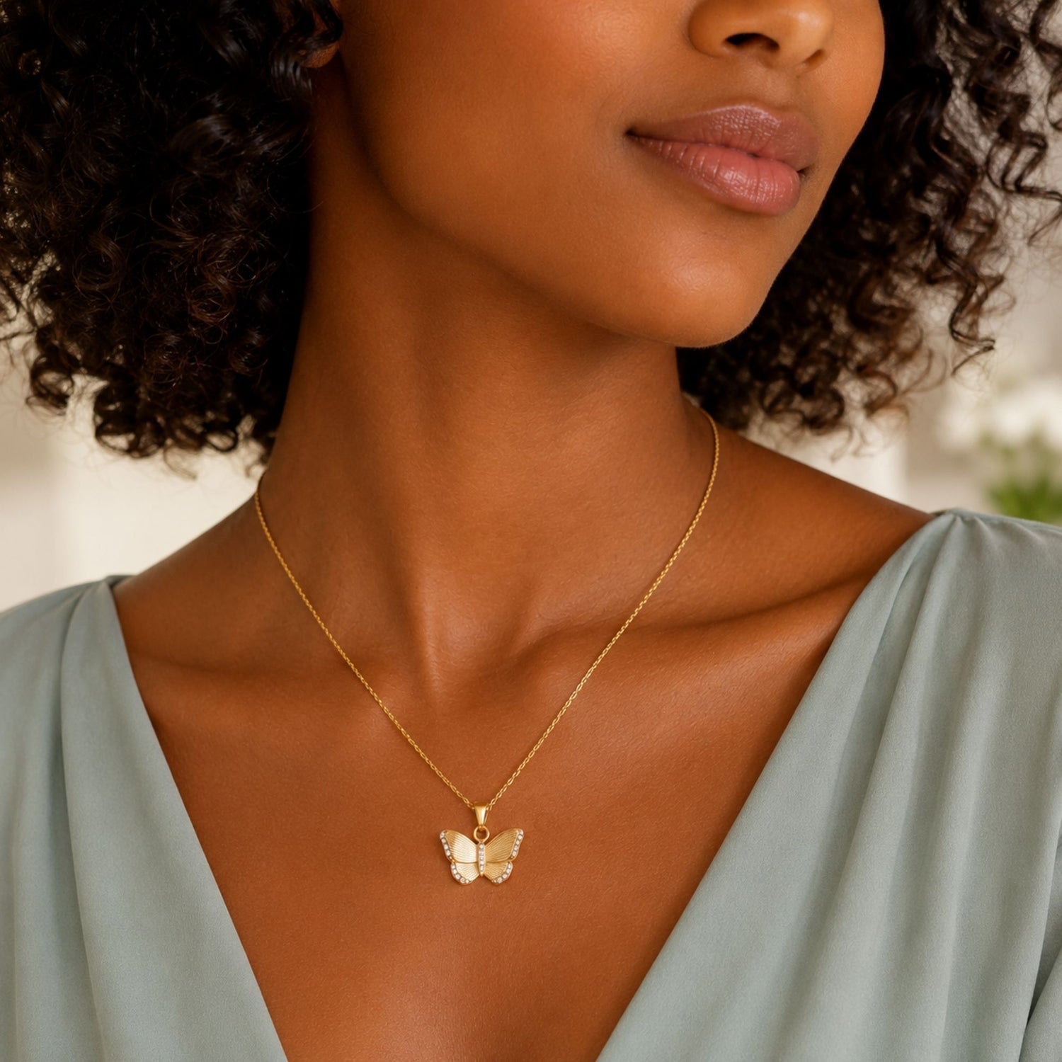Gold Butterfly Charm Necklace