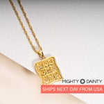 Moon Star Tic Tac Toe Gold Necklace