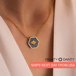 Gold Bee Stone Necklace