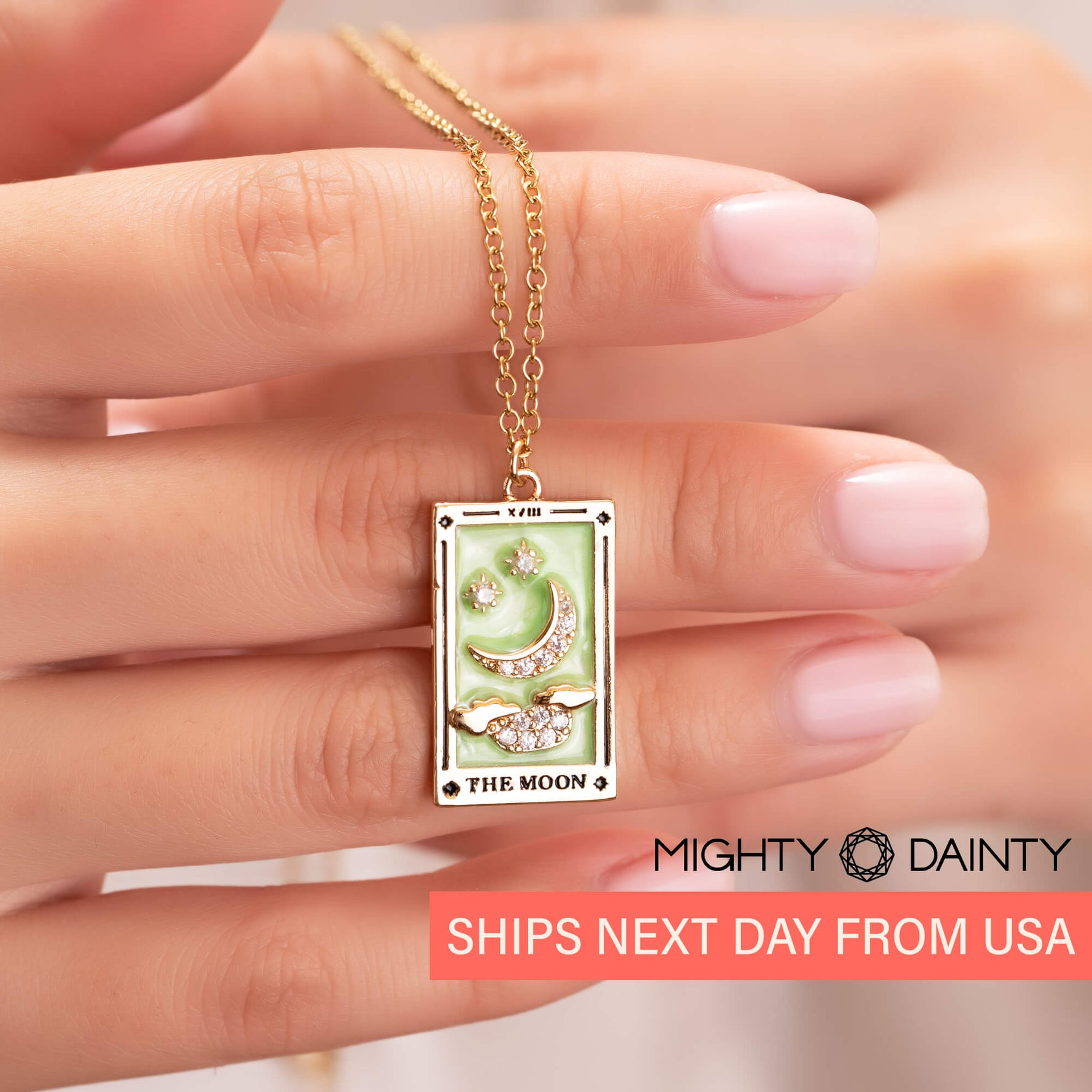 The Moon Tarot Card Necklace