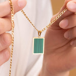 Lined Green Pendant Necklace