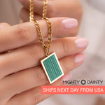 Lined Green Pendant Necklace