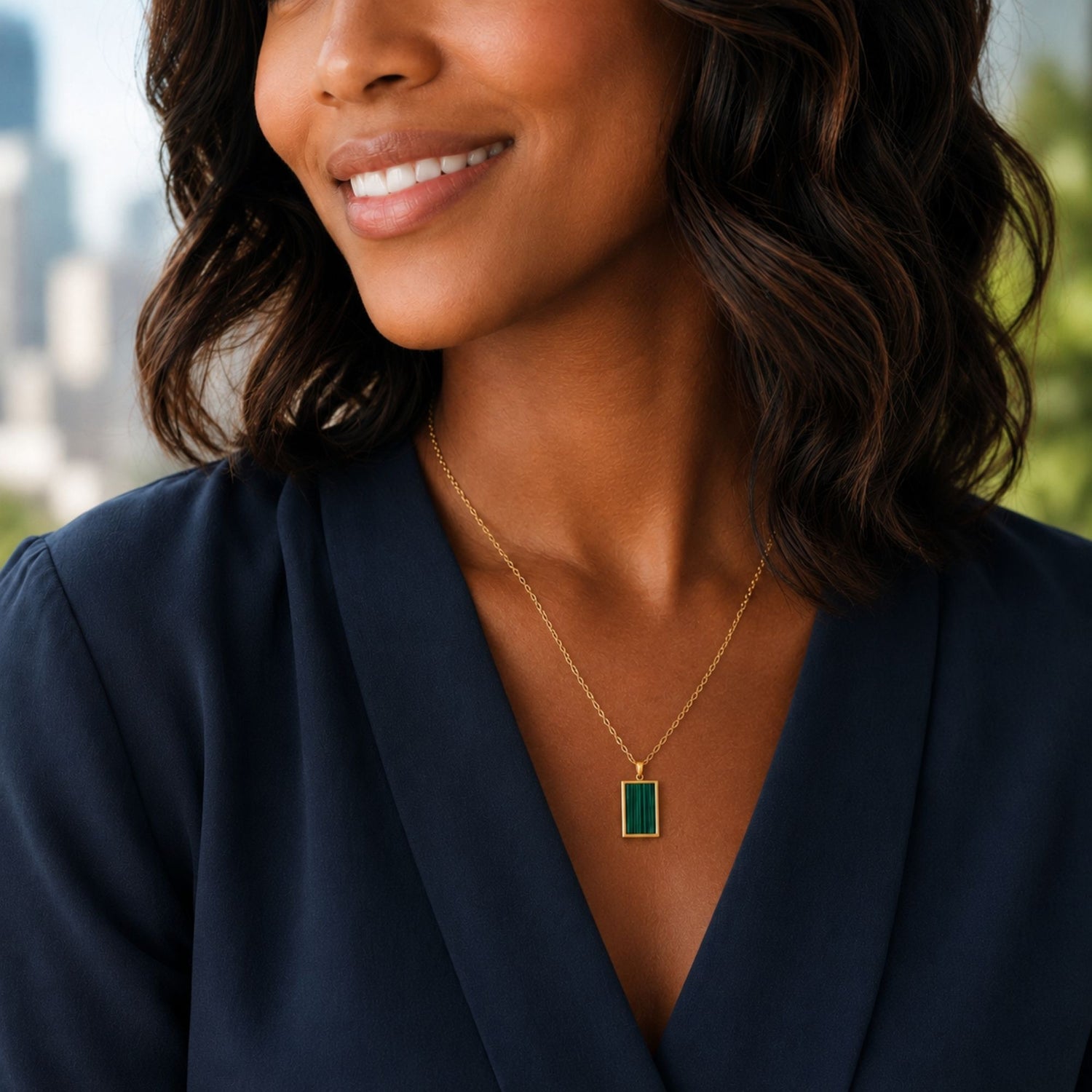 Green Malachite Pendant Necklace