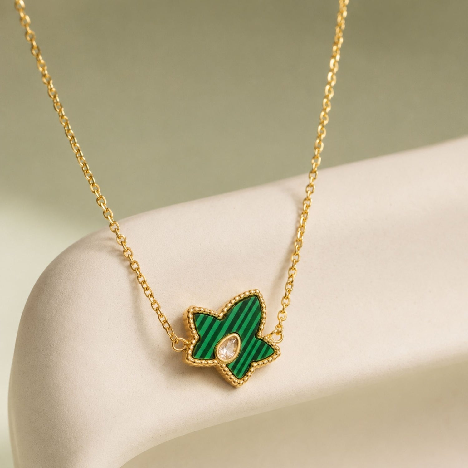 Green Malachite  Maple Necklace