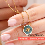 Gold Bee Stone Necklace