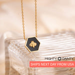 Gold Bee Stone Necklace