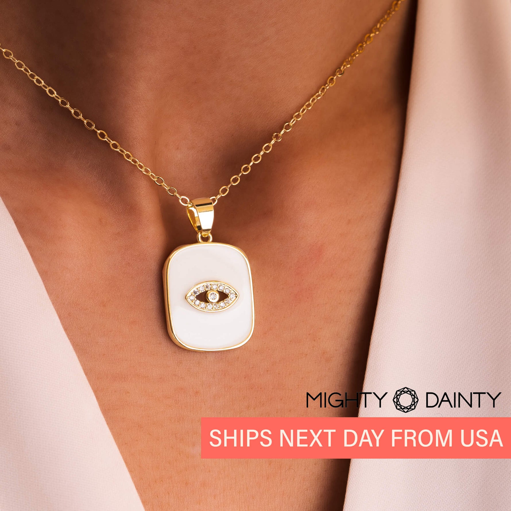 White Evil Eye Necklace