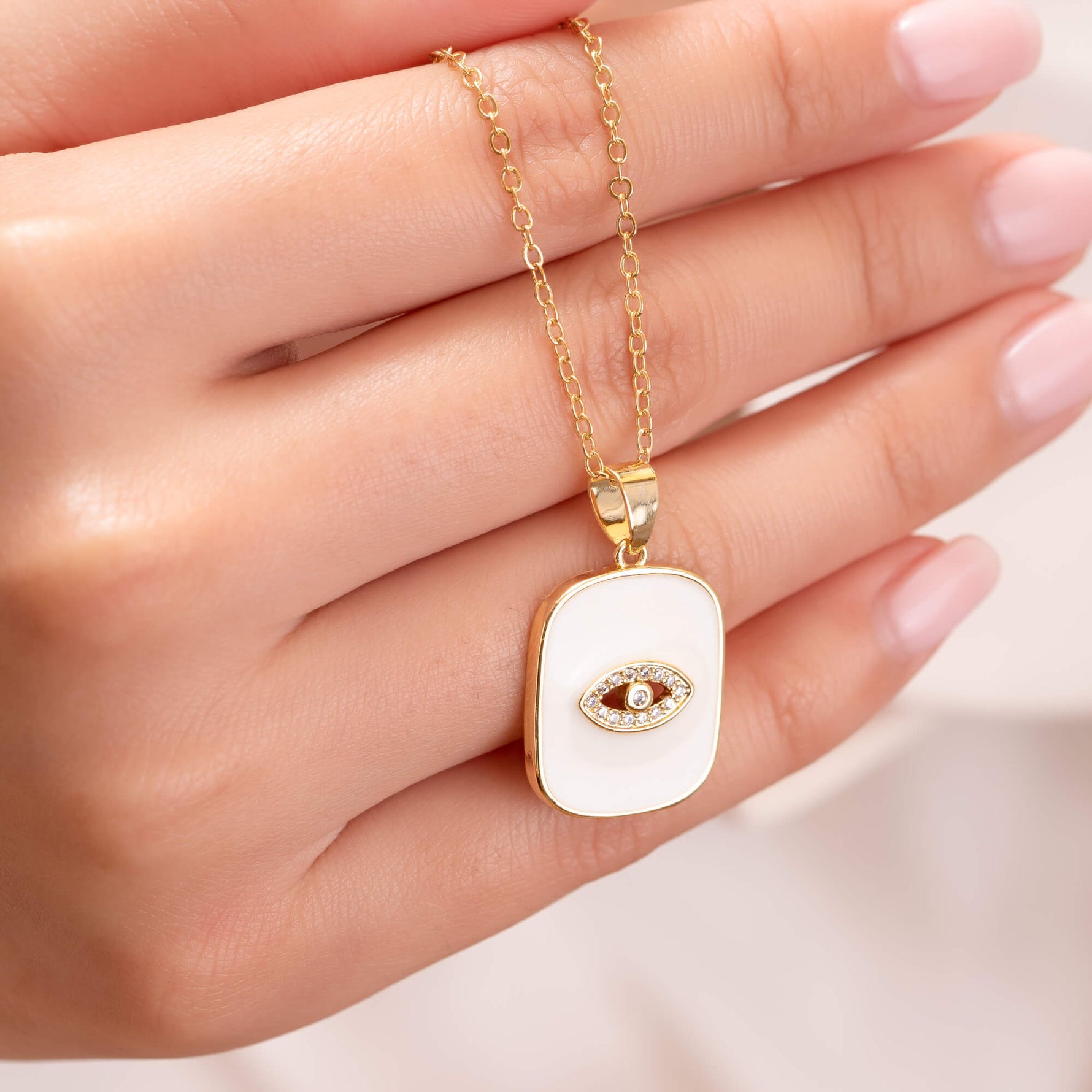 White Evil Eye Necklace