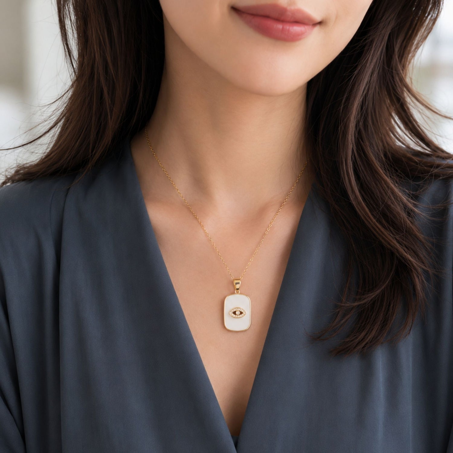White Evil Eye Necklace