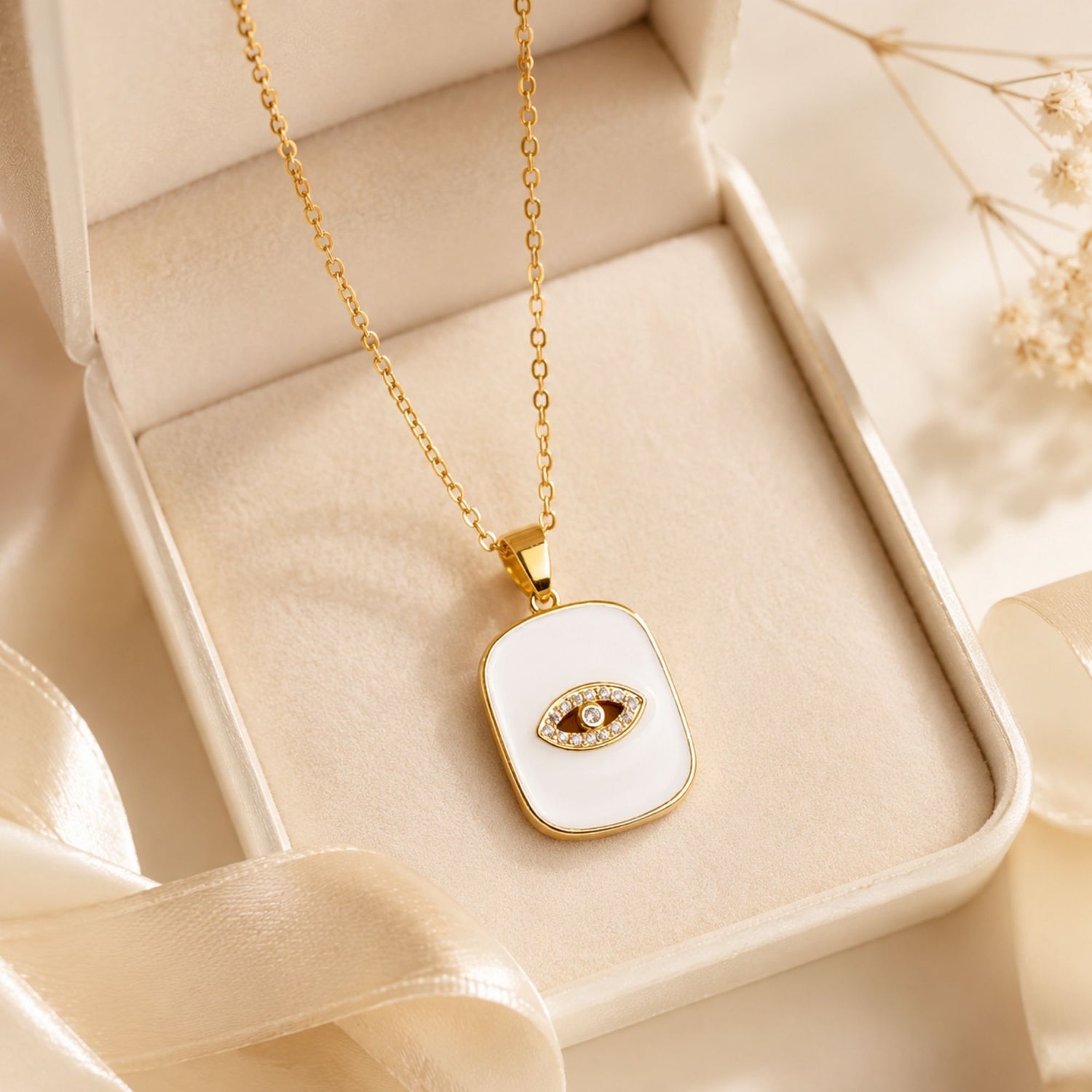 White Evil Eye Necklace