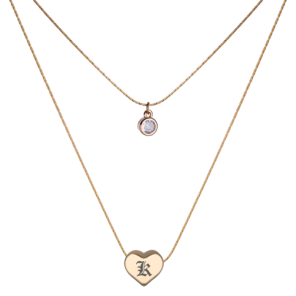 Heart Pendant Letter Initial Layered Necklace