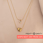 Heart Pendant Letter Initial Layered Necklace