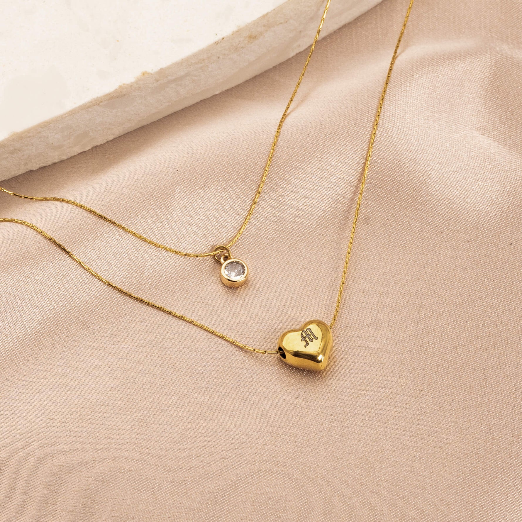 Heart Pendant Letter Initial Layered Necklace