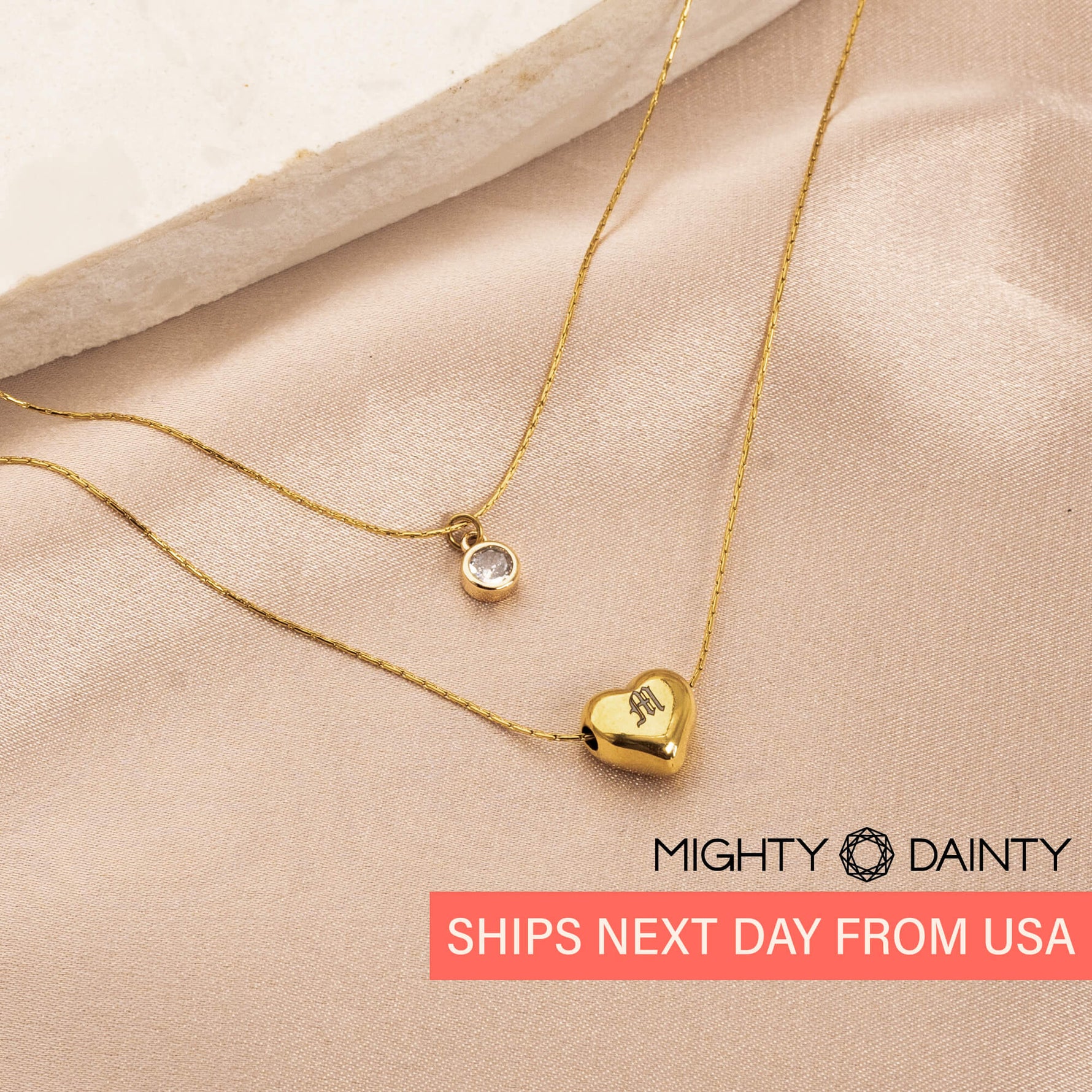 Heart Pendant Letter Initial Layered Necklace