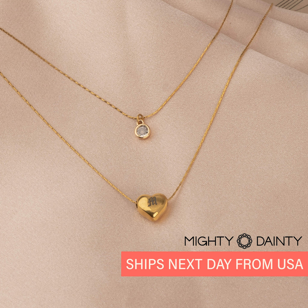 Heart Pendant Letter Initial Layered Necklace