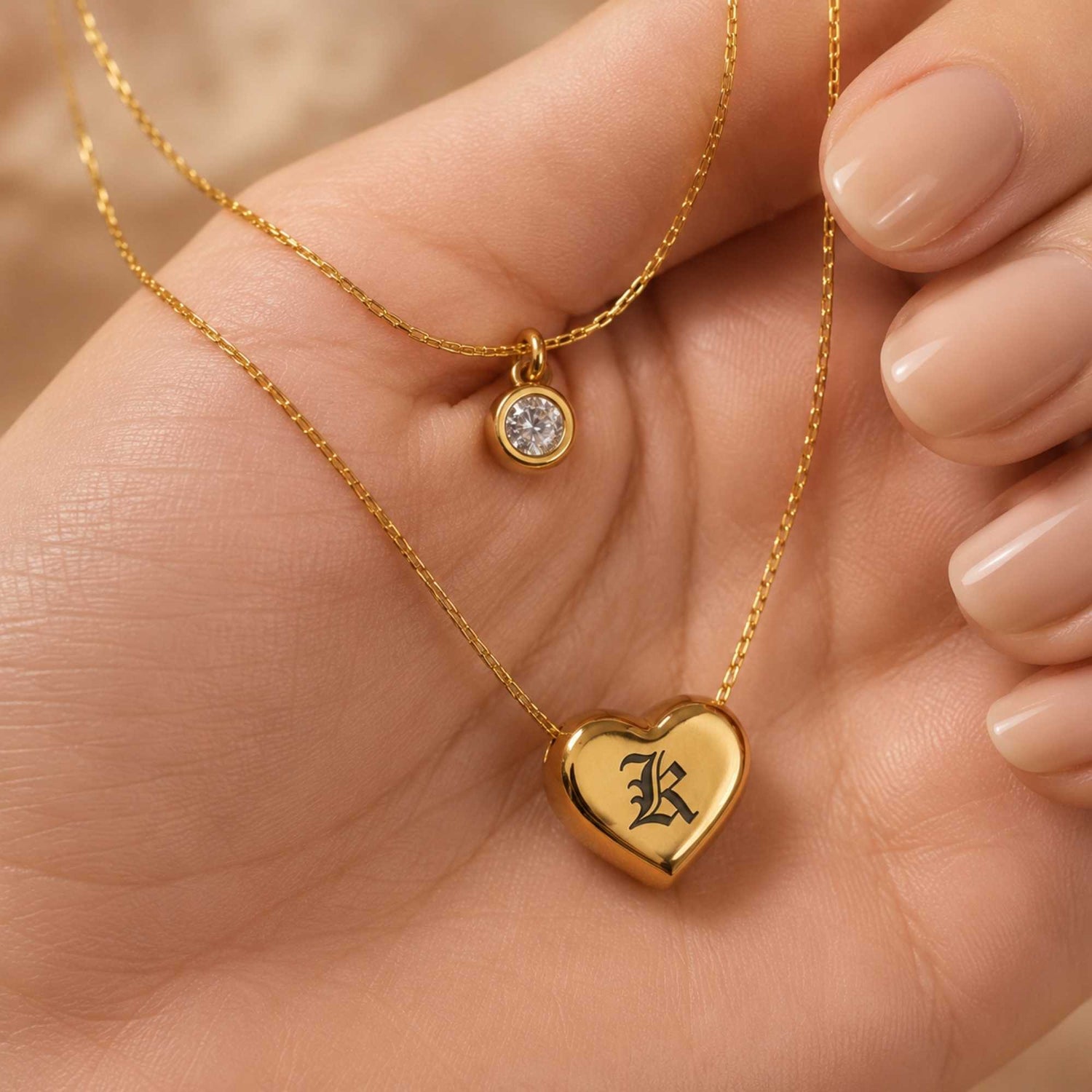 Heart Pendant Letter Initial Layered Necklace