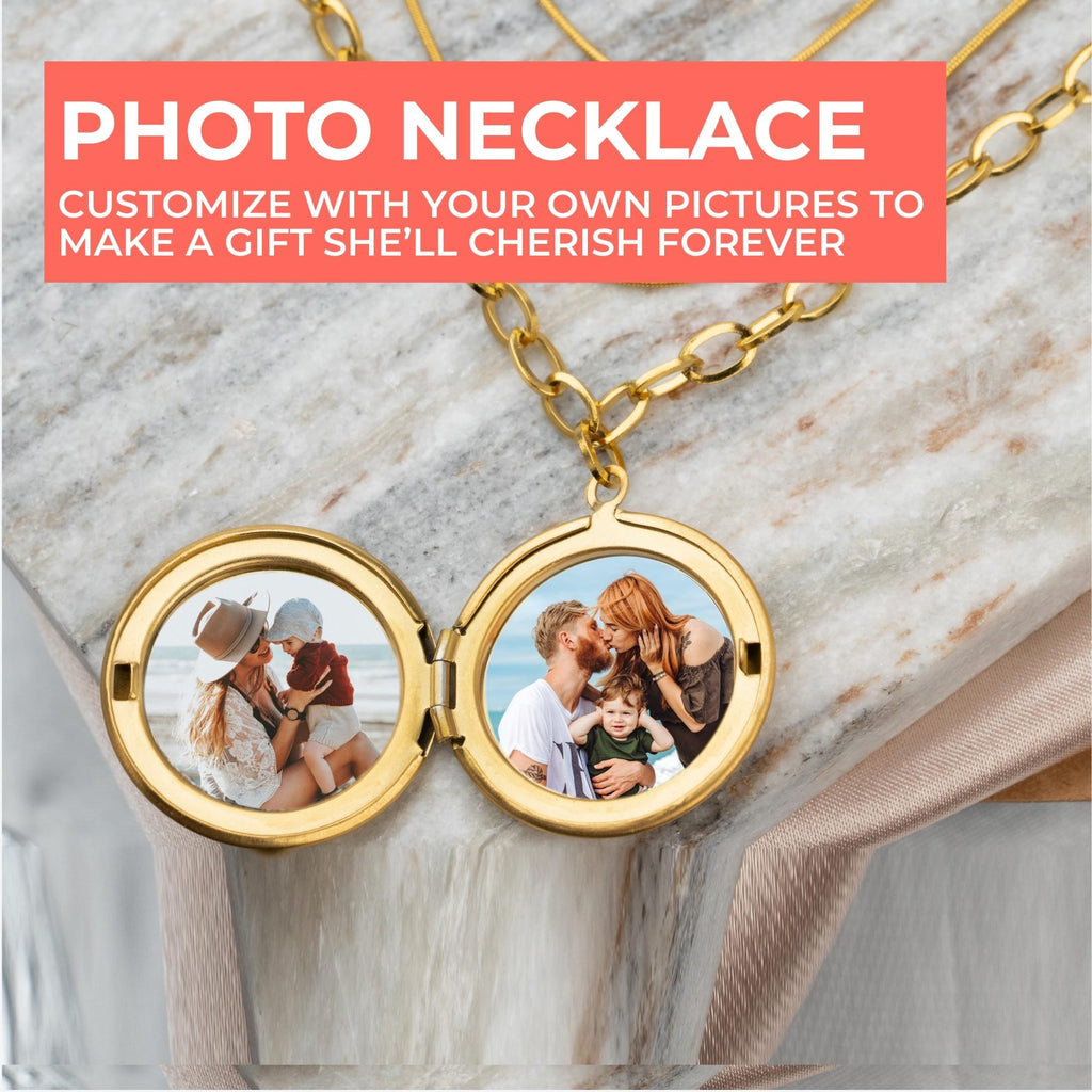 Photo Locket Necklace with Initial