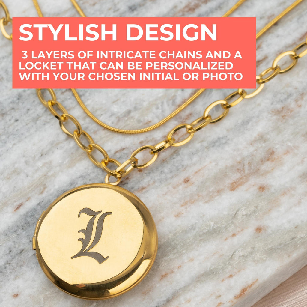 Photo Locket Necklace with Initial