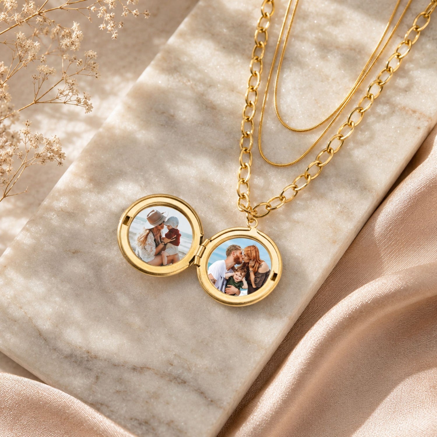 Photo Locket Necklace with Initial
