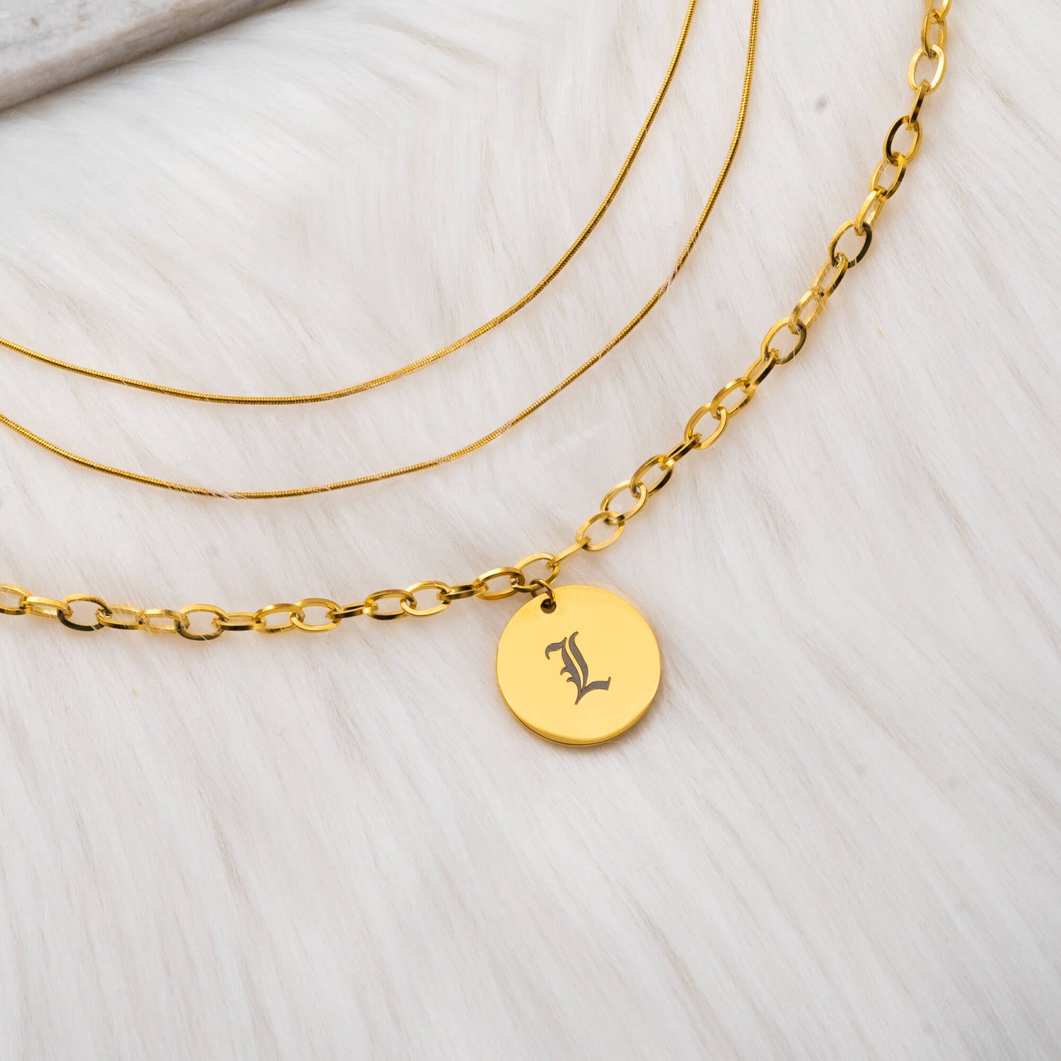 Vintage Layered Initial Necklace