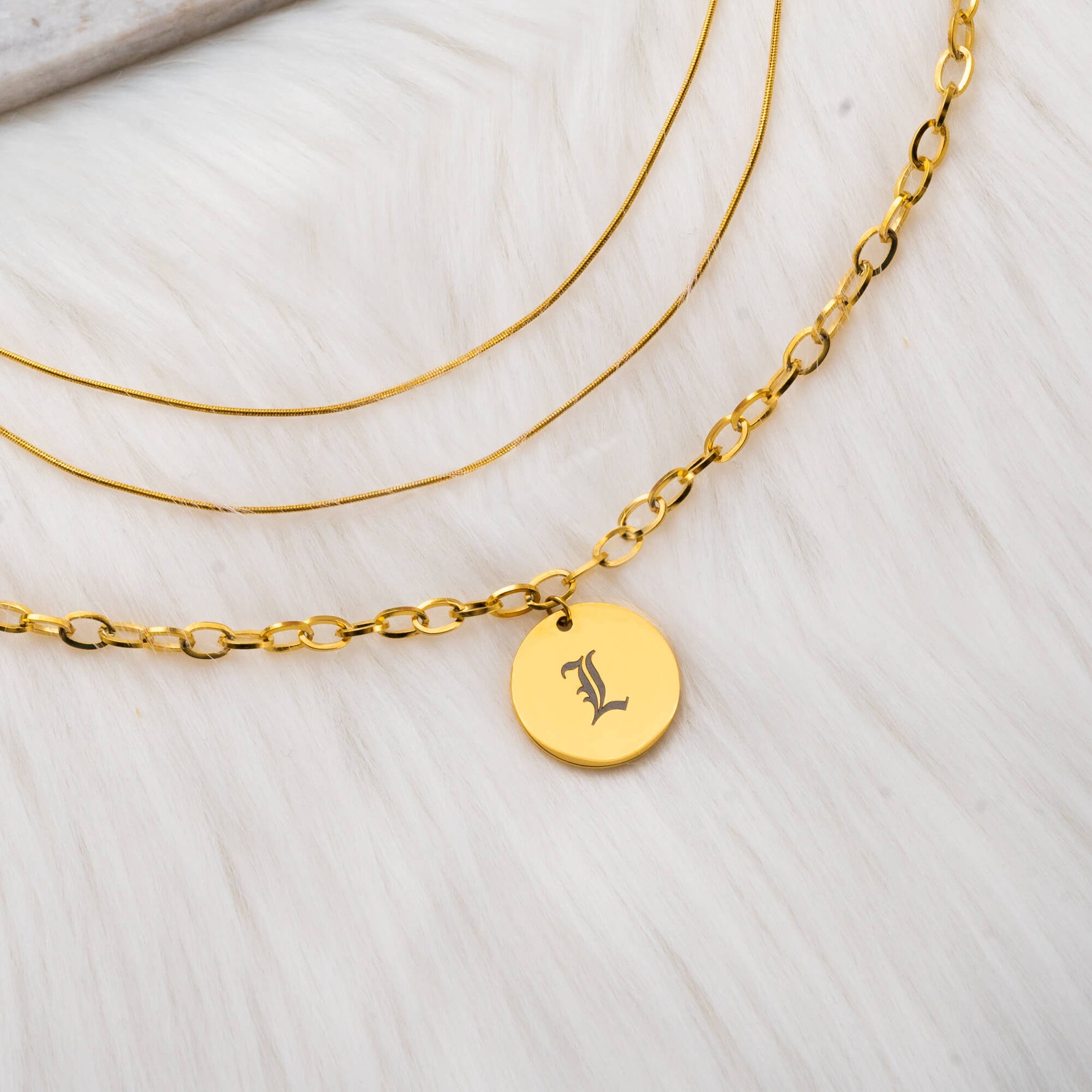 Vintage Layered Initial Necklace