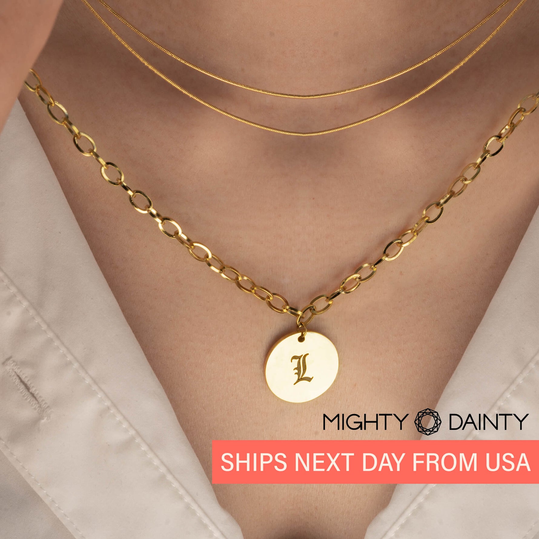 Vintage Layered Initial Necklace