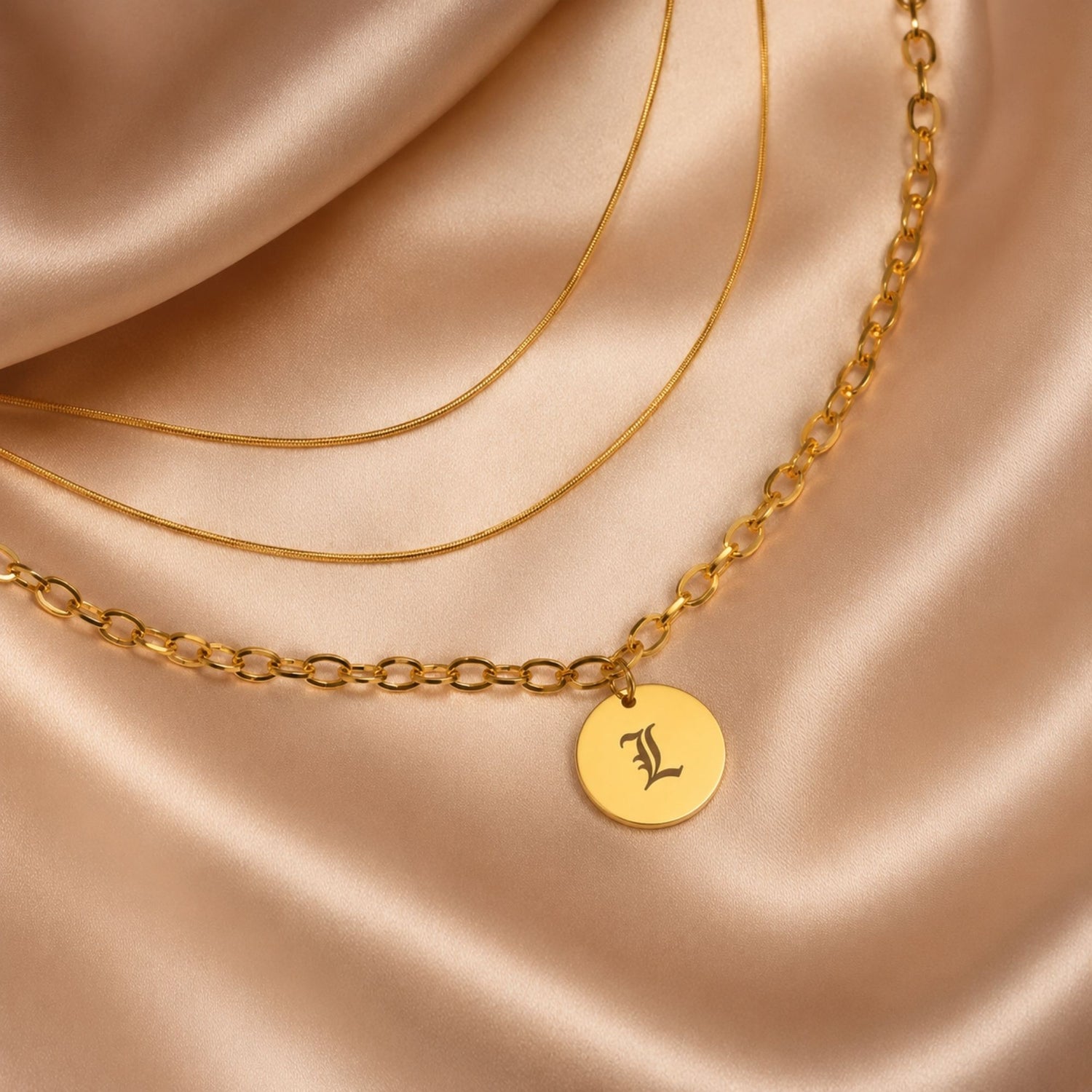 Vintage Layered Initial Necklace