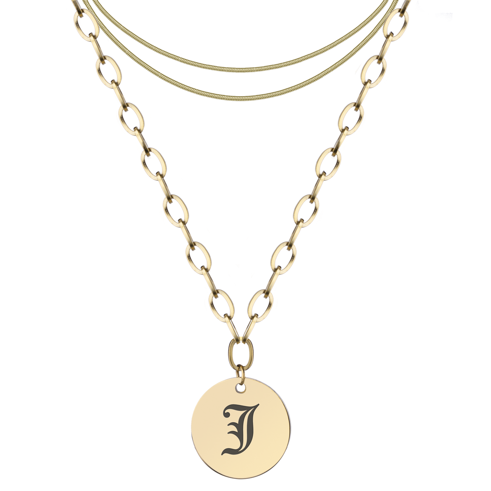 Vintage Layered Initial Necklace