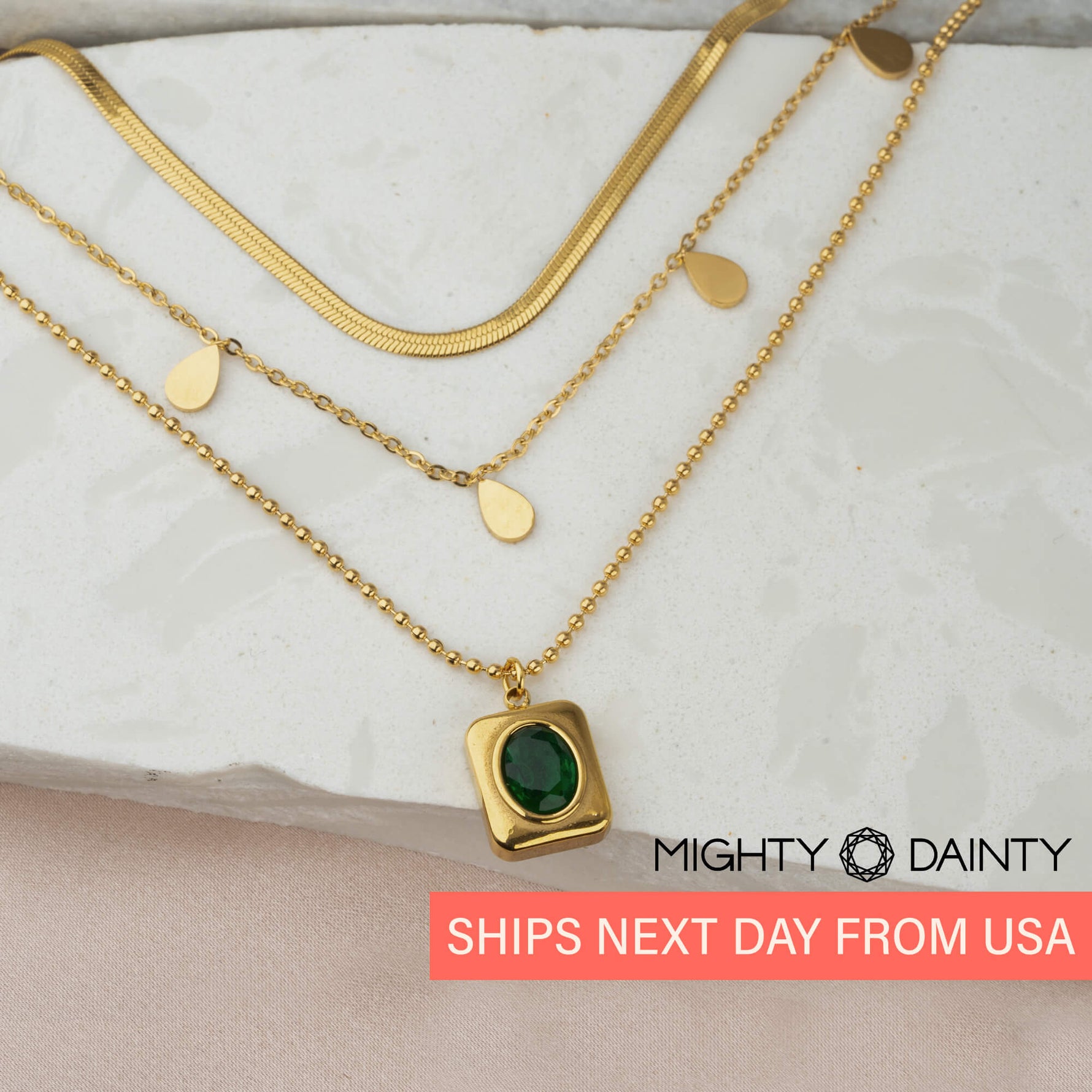 Stone Pendant Necklace Set