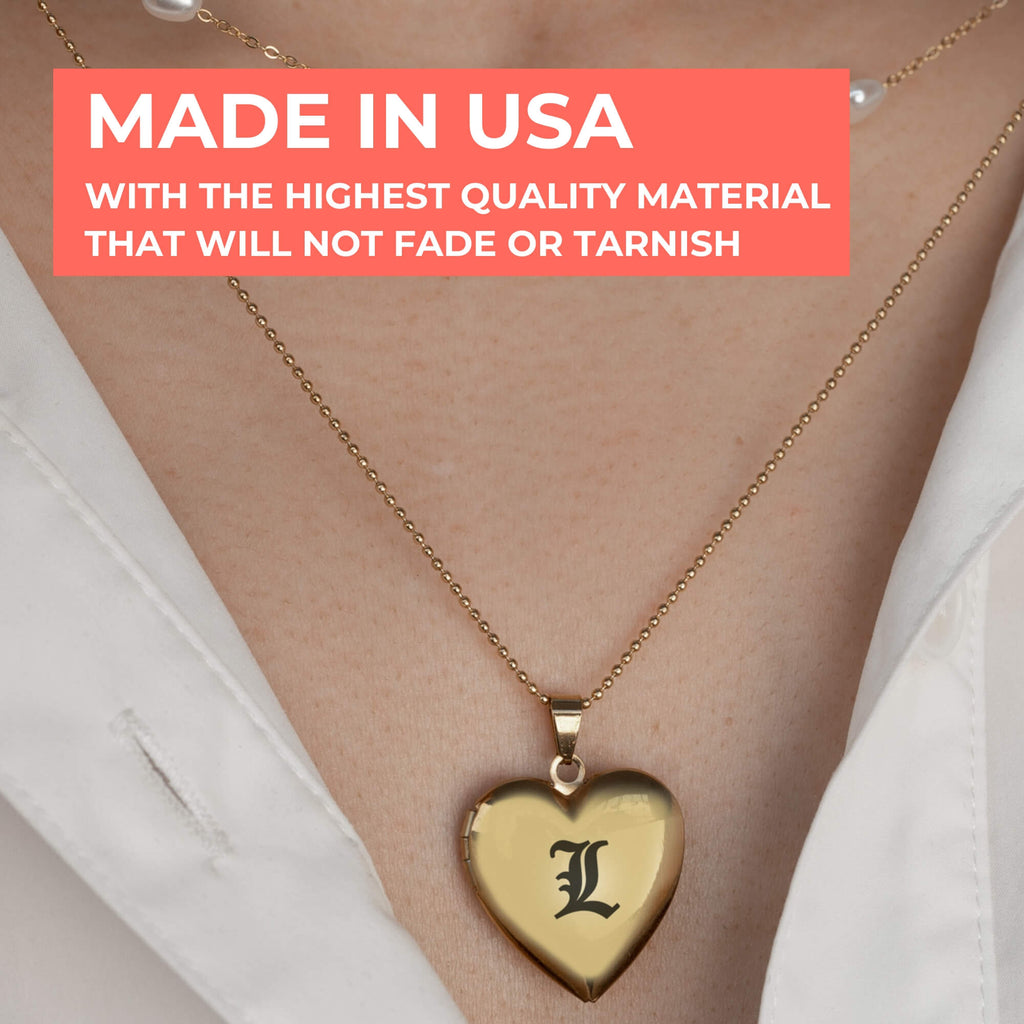 Gold Ball Photo Locket Chain Necklace