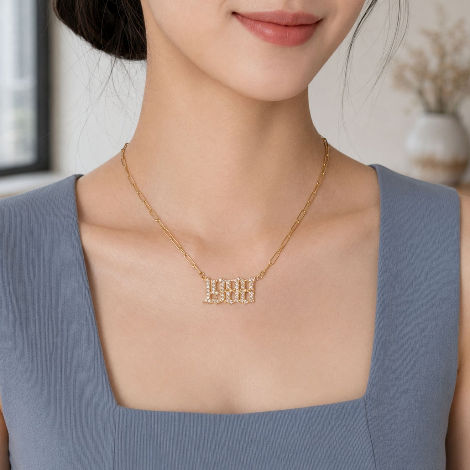 Year Paperclip Gold Chain Necklace