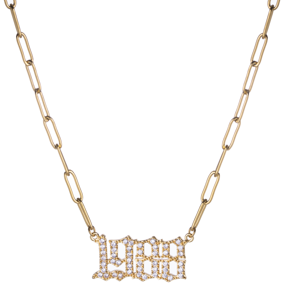 Year Paperclip Gold Chain Necklace