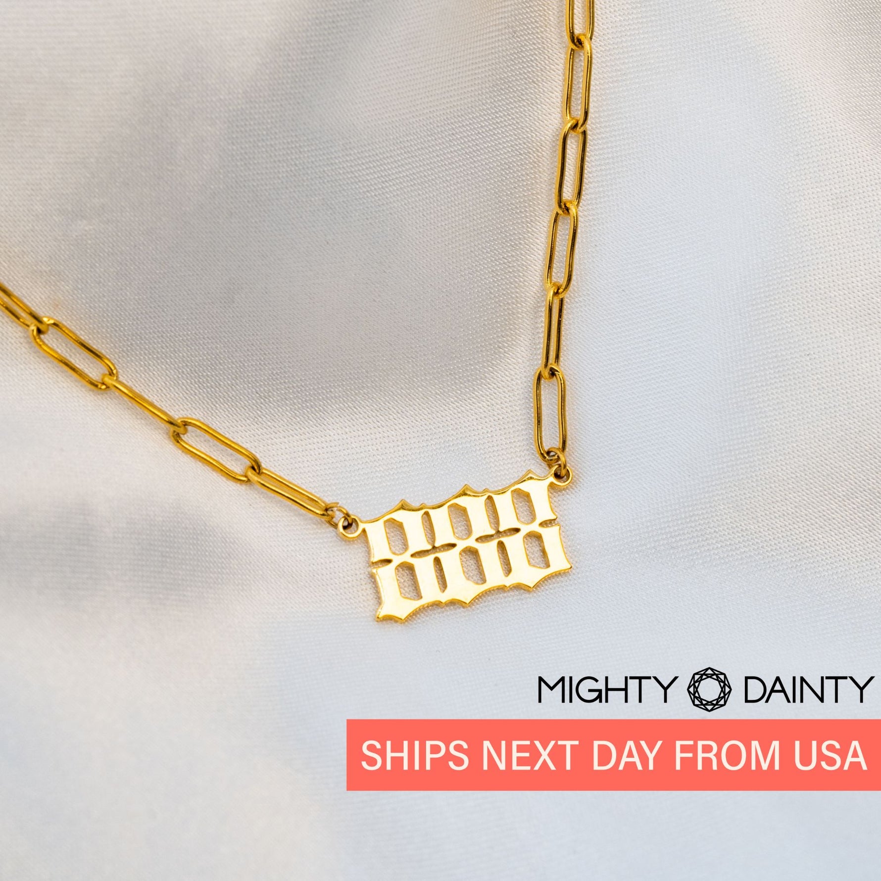 Lucky Number Pendant Chain Necklace