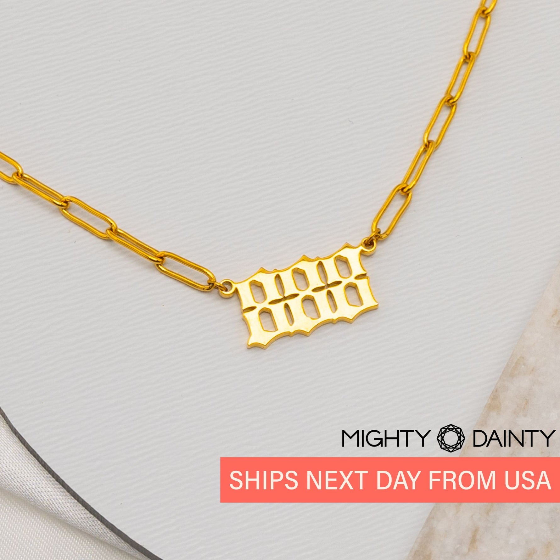 Lucky Number Pendant Chain Necklace