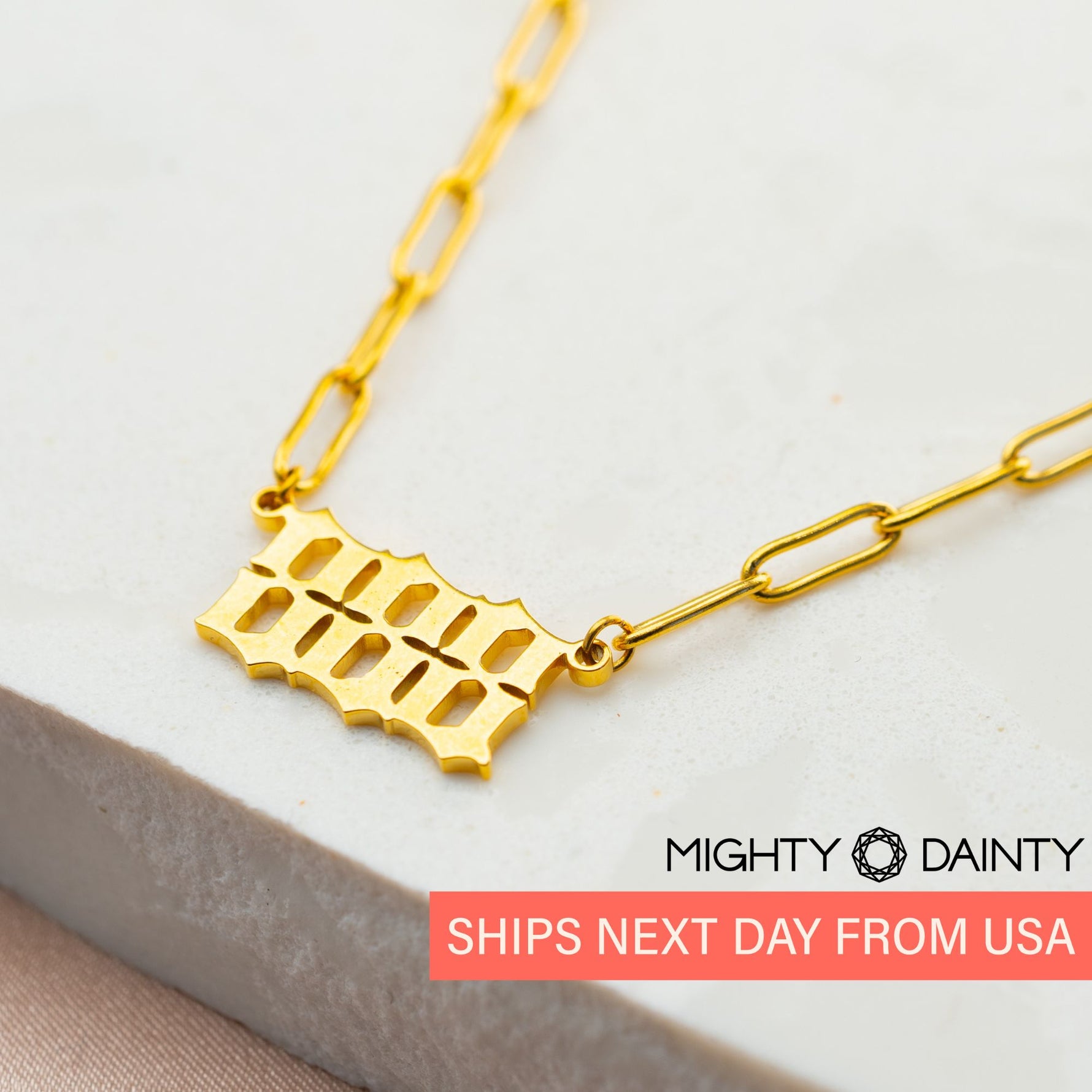 Lucky Number Pendant Chain Necklace